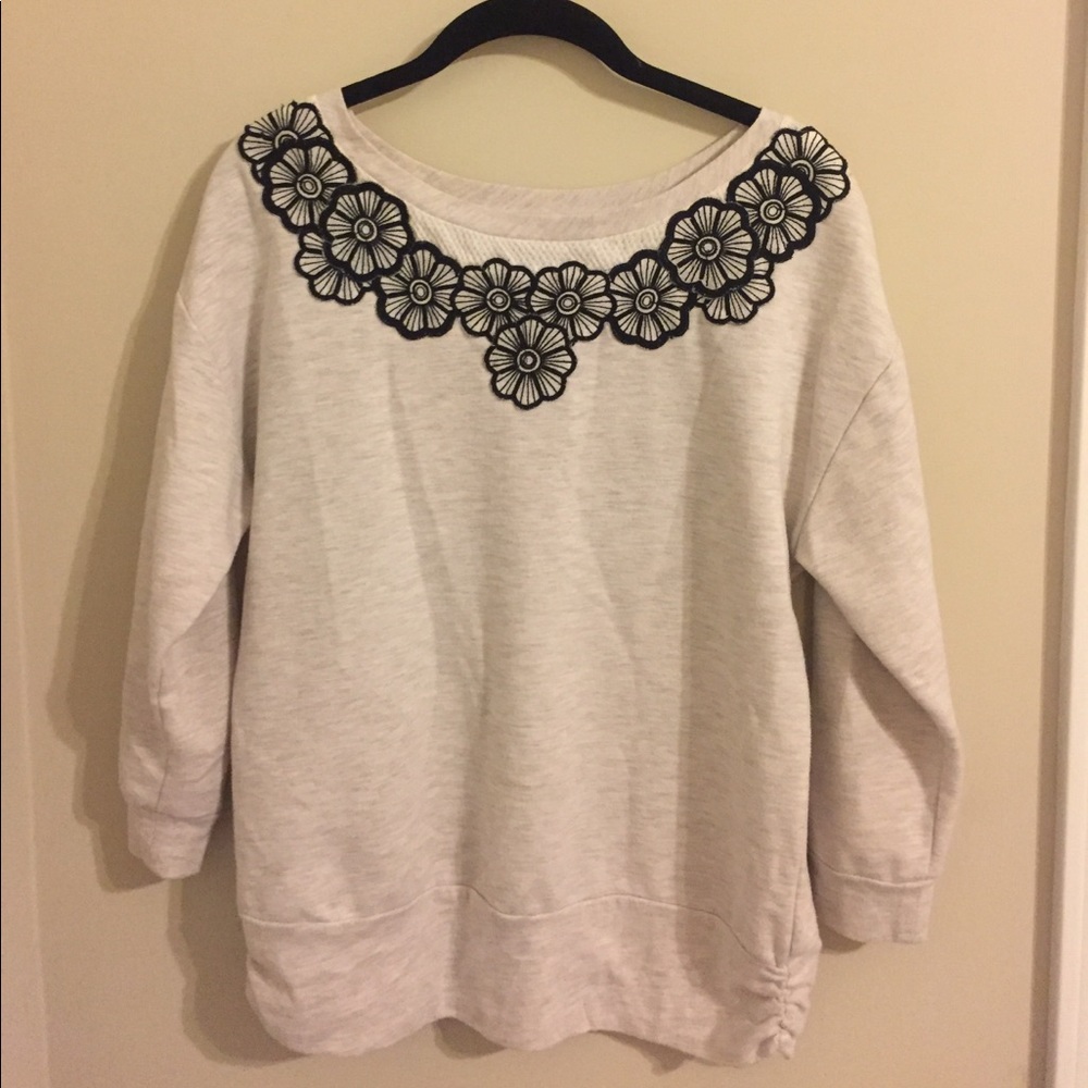 Anthropologie Floral Detail Sweatshirt