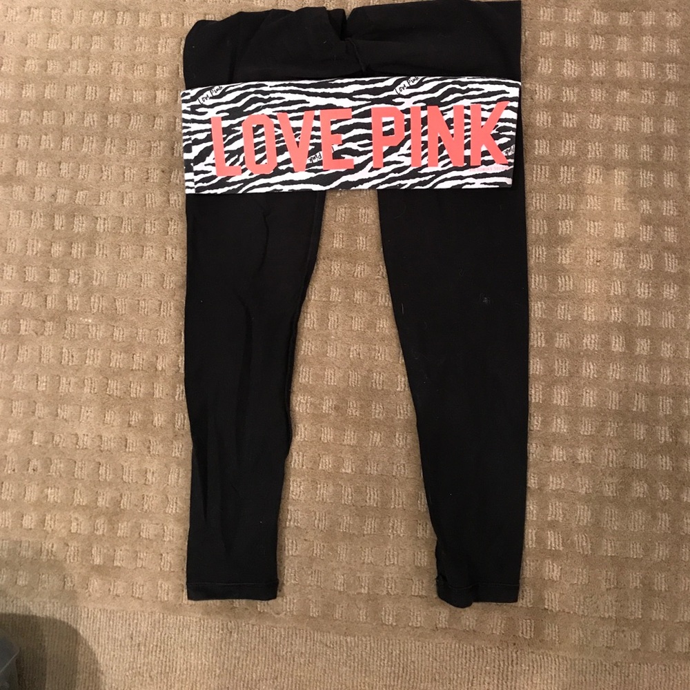 VS Pink yoga legging with zebra band