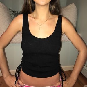 black, side tie up, tank top