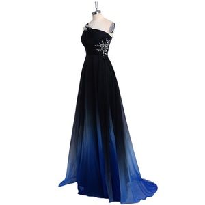 Black blue ombré prom dress