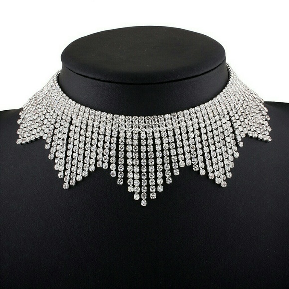 Sparkly Rhine Stone Crystal Choker Necklace - Picture 3 of 4