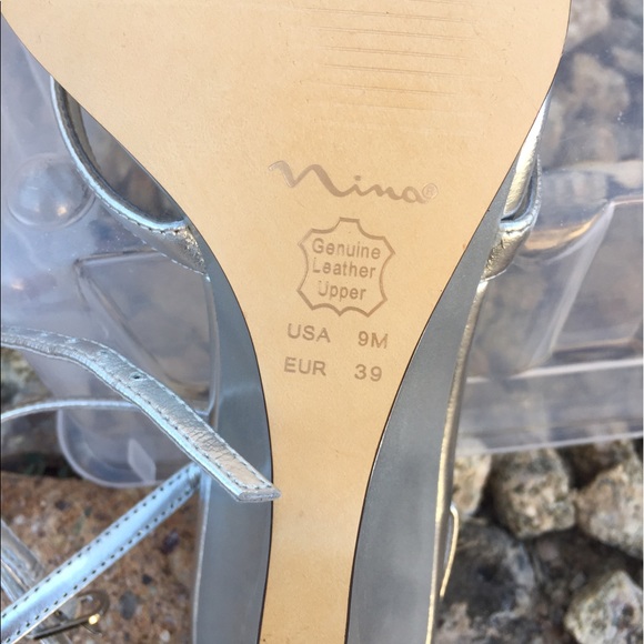 NINA SLIVER ANKLE STRAPS SANDALS HEELS SZ 9 - Picture 5 of 6