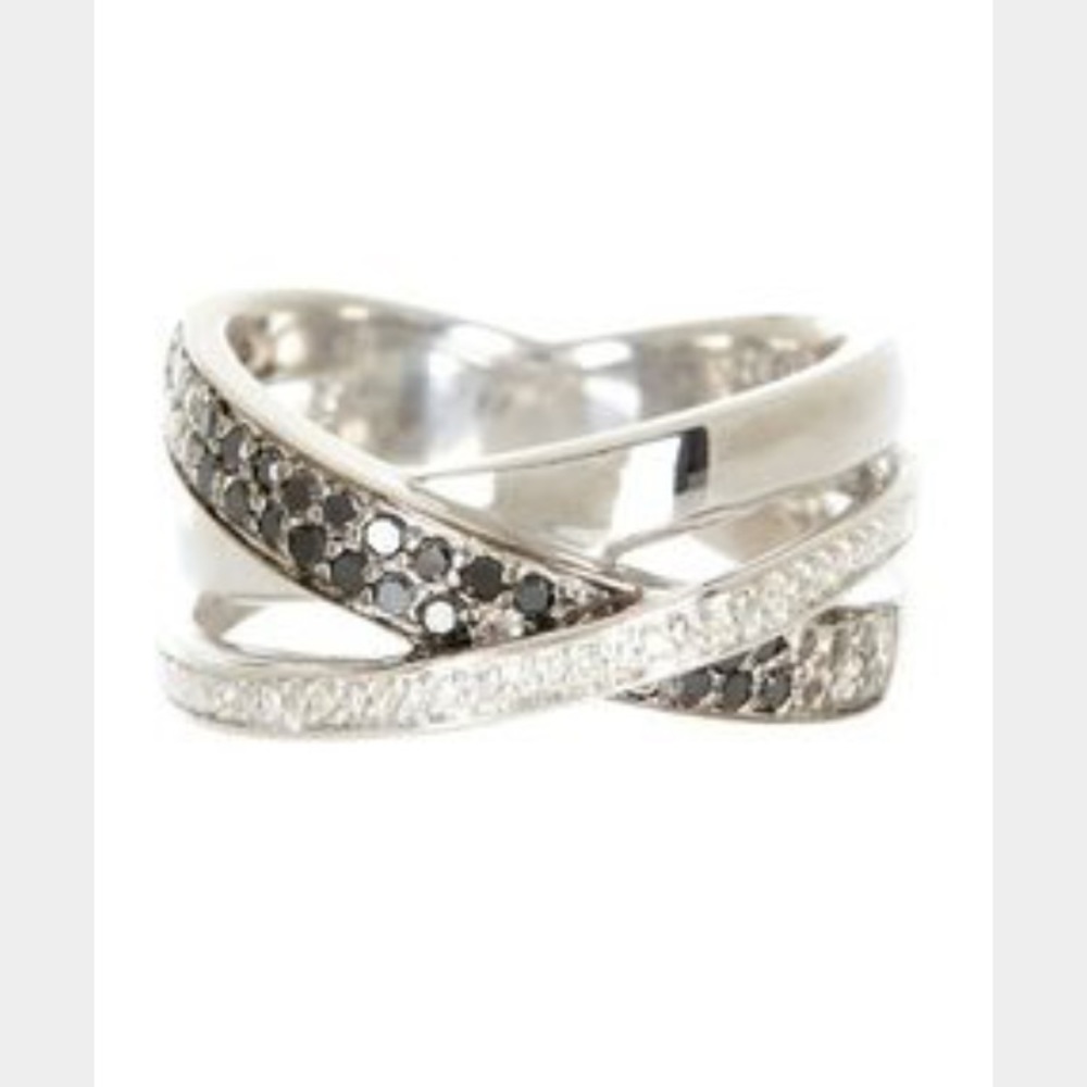 Savvy Cie - Crisscross Black & White Diamond Ring