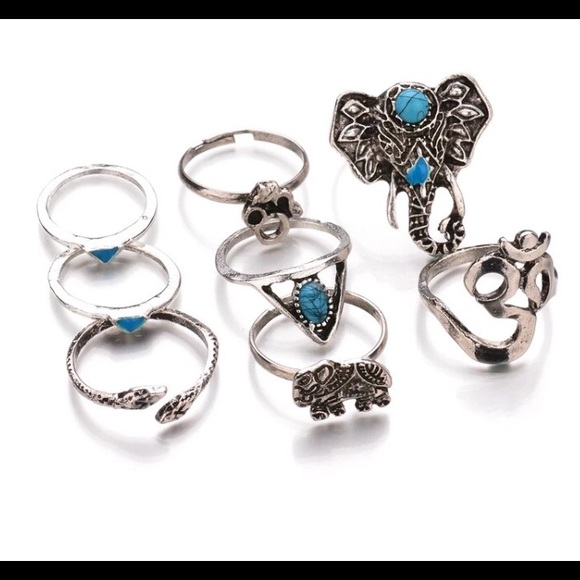 8 Piece Midi Ring Set - Picture 2 of 2