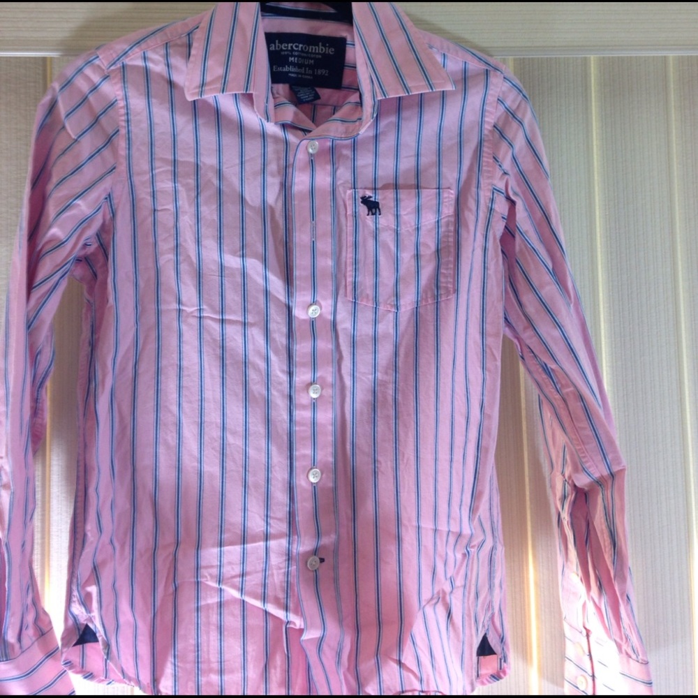 Pink and blue striped Abercrombie button up shirt