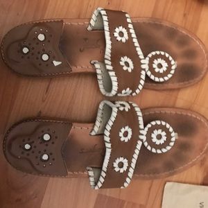 Jack Rogers Tan and White Sandals