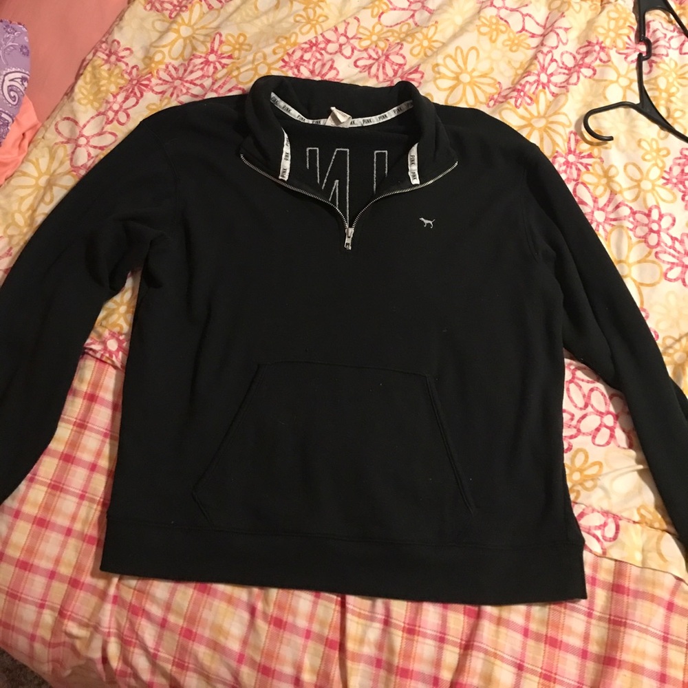 black 3/4 zip PINK sweater