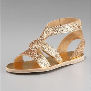 Pedro Garcia Zanna Gold Glitter Gladiator Sandals