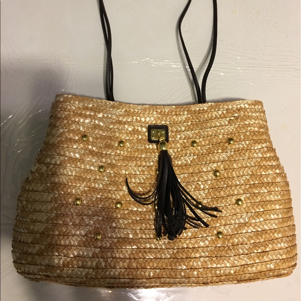 Saks fifth avenue BLUE label straw handbag