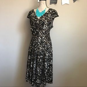 Leopard Cap Sleeve Midi Dress