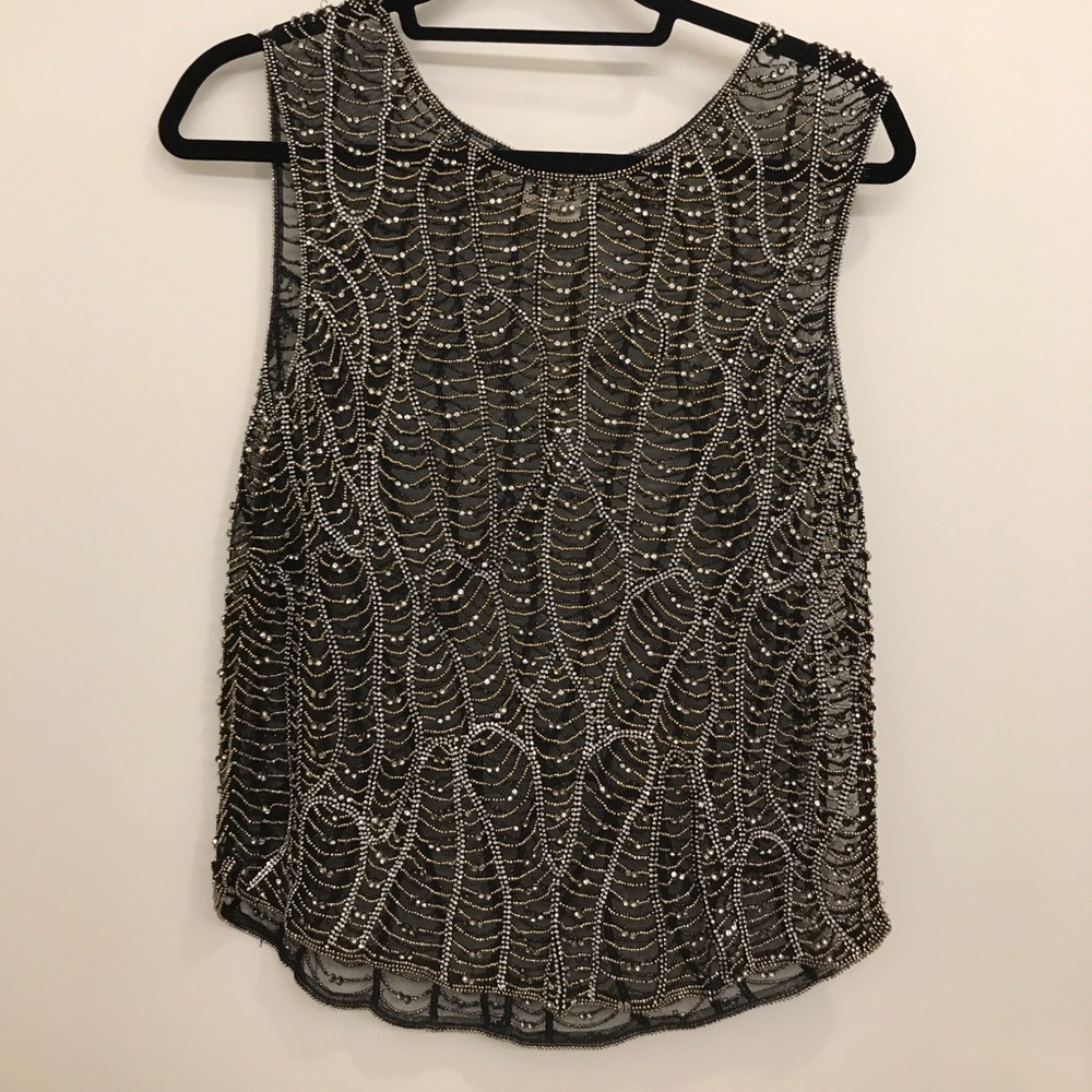 Haute Hippie fully beaded sheer top