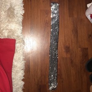 Silver sequined belt size Small