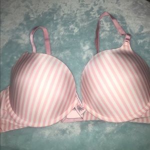 Victoria's Secret pink and white striped bra