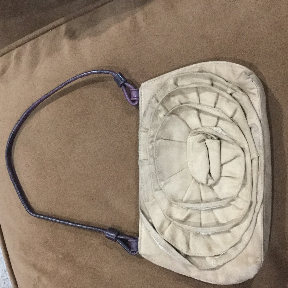 Beige suede wristlet