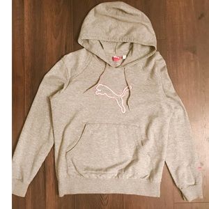Women's Grey and Pink Hooded Puma Sweatshirt