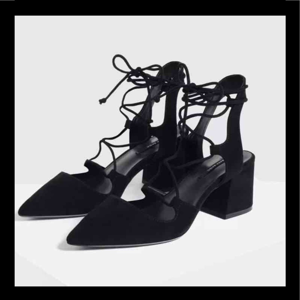 Zara lace up block heels size 7.5