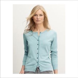 BR blue mini ruffle cardigan size S.