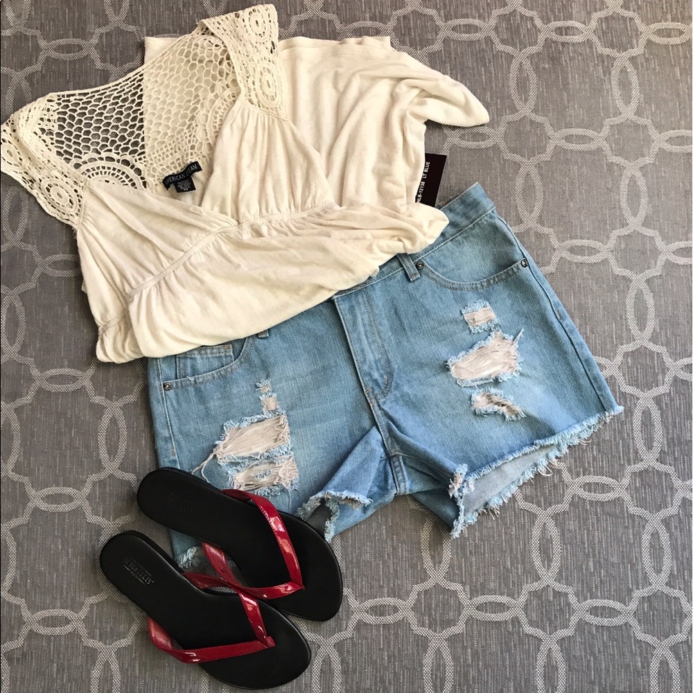 Faded denim cut off Jean shorts