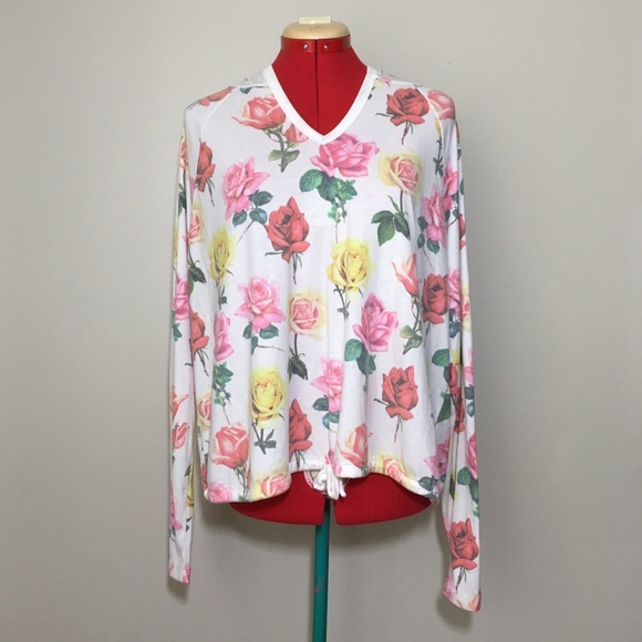 Wildfox Tops - Wildfox Hang Out Bright Roses Hoodie