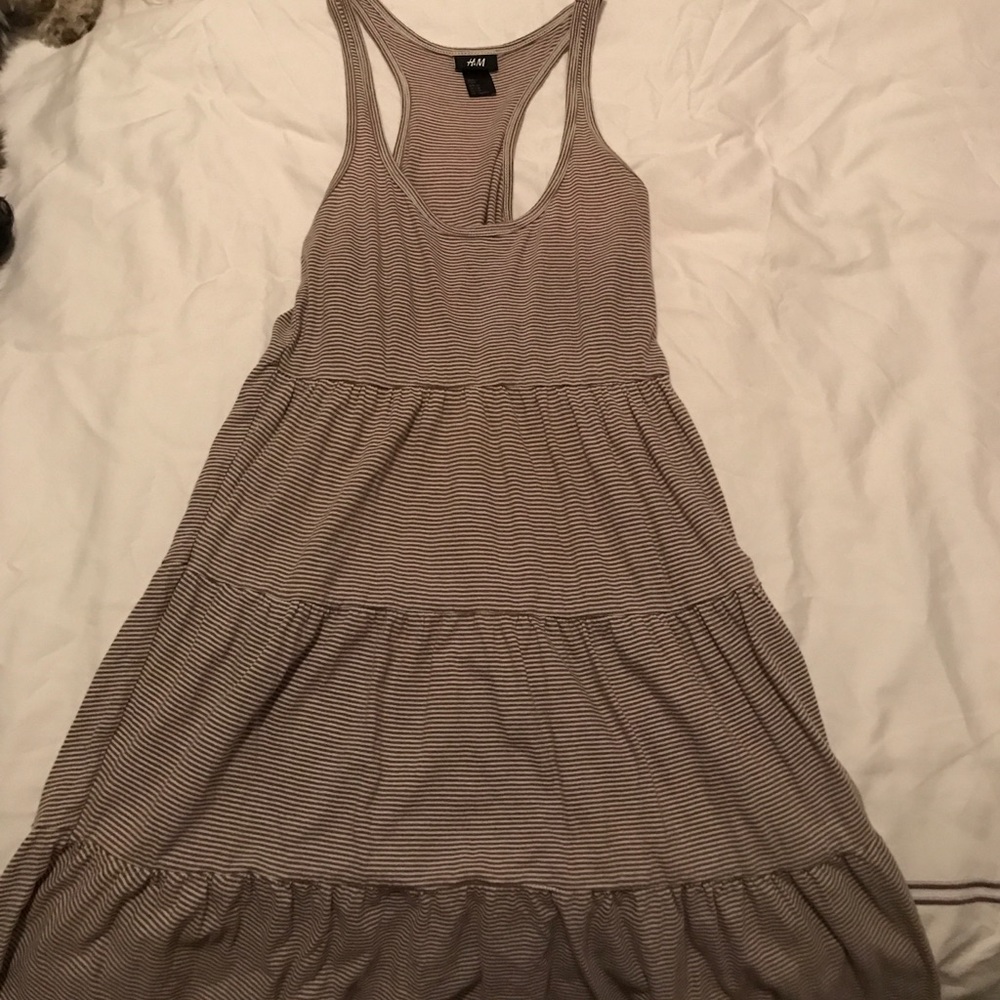 Brown and white striped dress