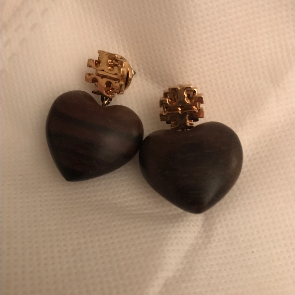 Tory Burch Wood Heart Earring