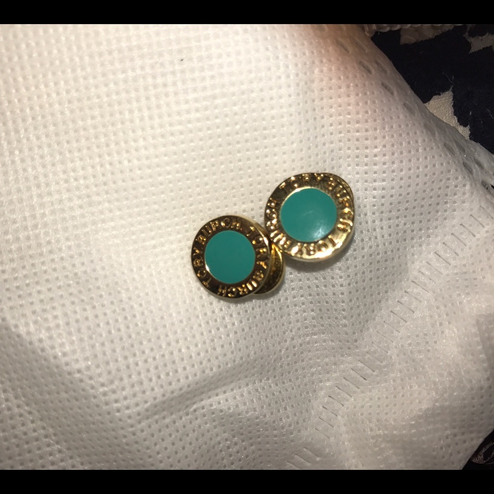 Tory Burch aqua stud earrings
