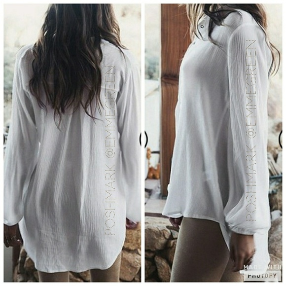 🍒HOST PICK🍒 Gauzey white lace up top - Picture 2 of 2