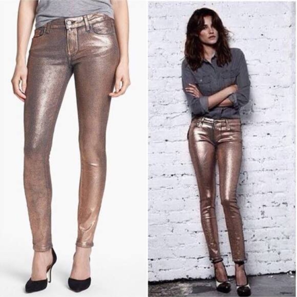 Paige Rose Gold Coating Ultra Skinny Jeans