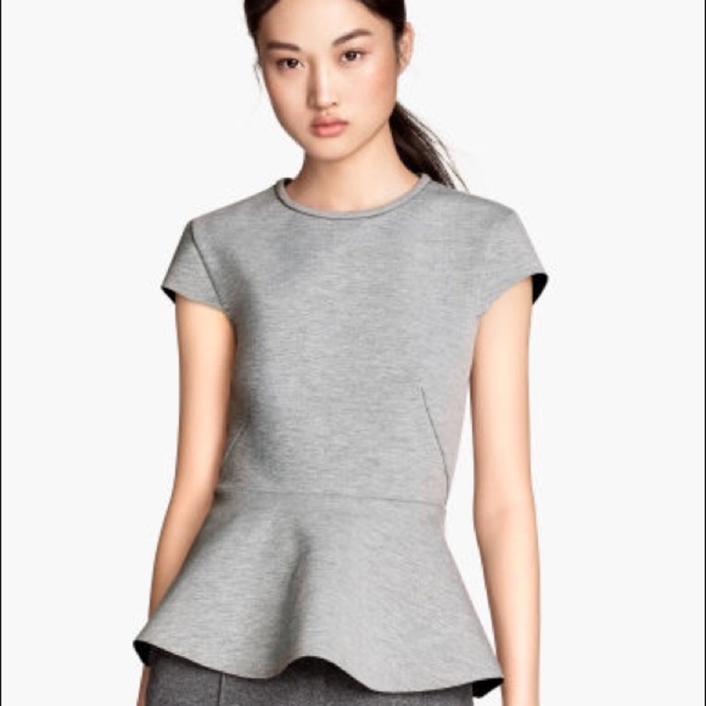 H&M Scuba peplum top - grey