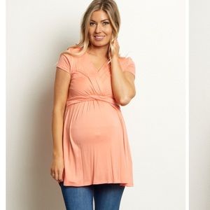 Pinkblush draped maternity/nursing top