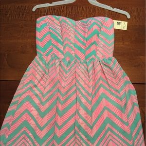 Shophopes pink and green strapless dress