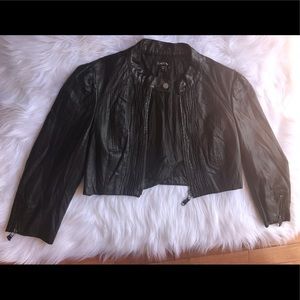 Bebe cropped leather jacket