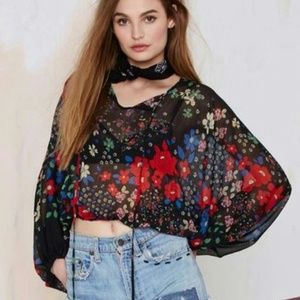 Nasty gal Jessica floral peasant top