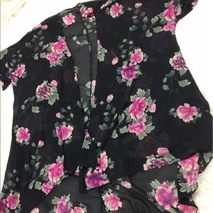 F21 Black Floral Kimono