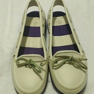 Purple and White Crocs