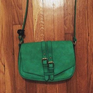 Green side saddle purse