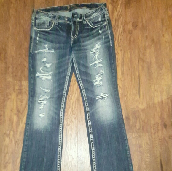 Silver Jeans  destructed ,but lined. - Picture 1 of 3