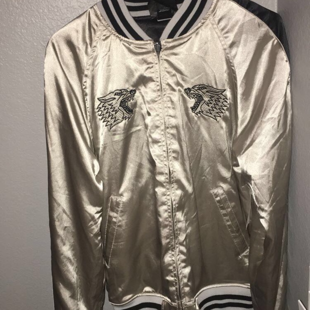 gold polyester wolf jacket
