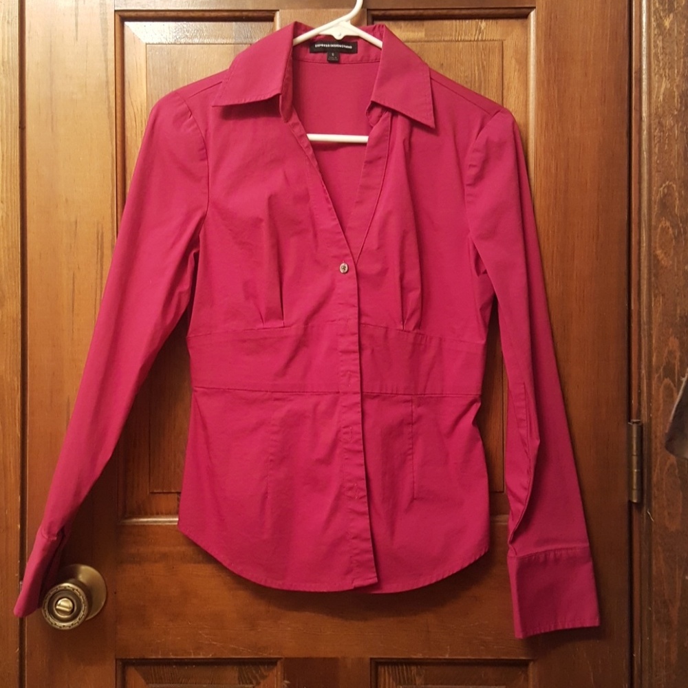 Express button-up long-sleeve shirt blouse top