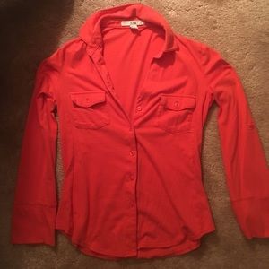 Orange button up top