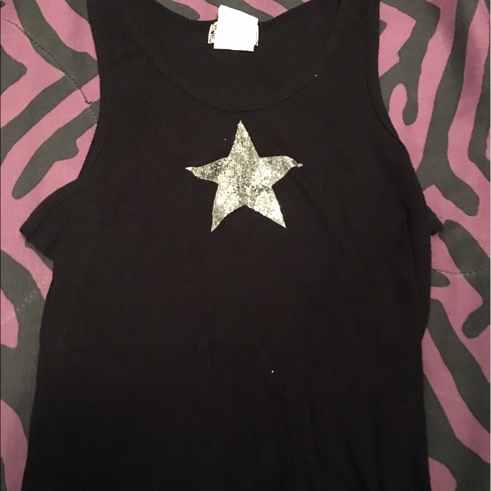 Glitter silver star tank