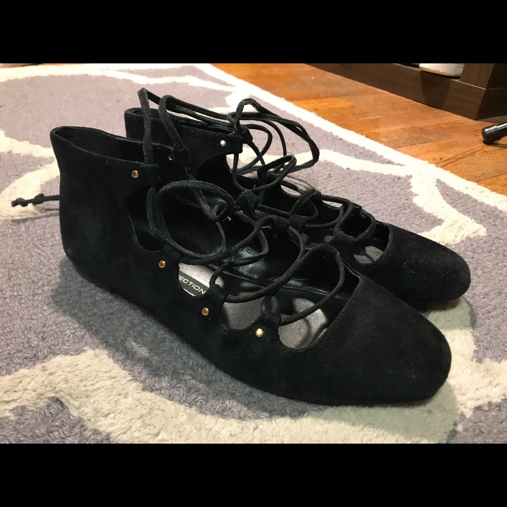 French Connection lace up ballet flats