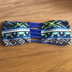 🩷 5 for $25 sale Blue Aztec design strapless bikini top-SM