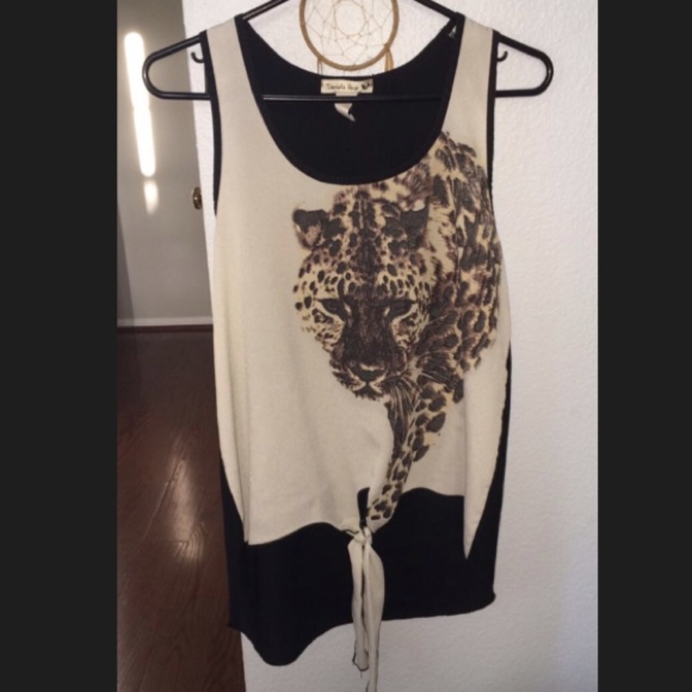 Black and white tie tank top