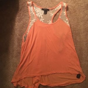 Orange flower lace tank