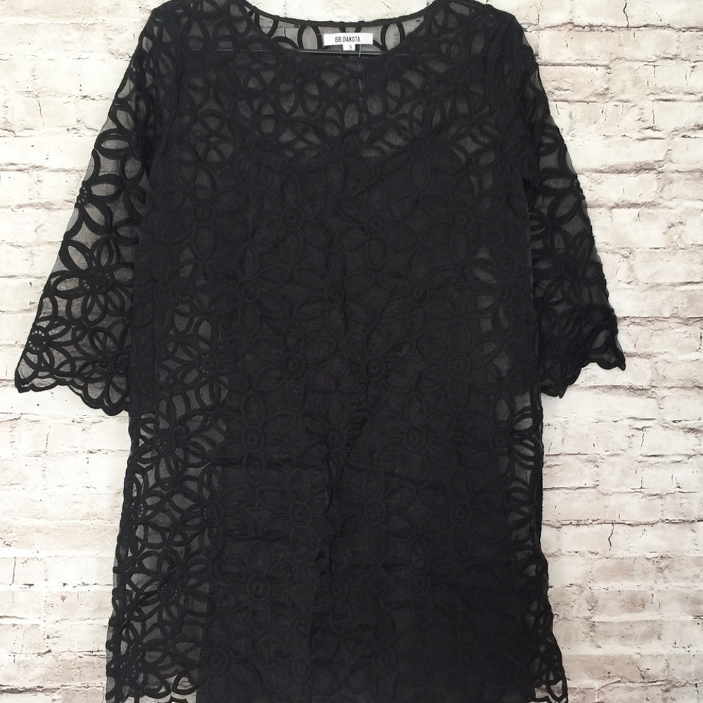 • BB Dakota • Black sheer lace floral dress