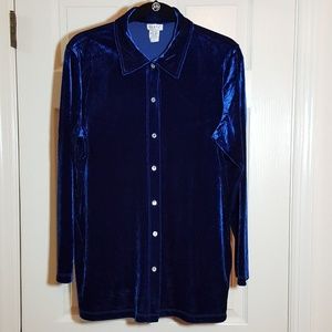 Comfy USA Blue Velvet Button-down Shirt Comfy USA Blue Velvet Button-down Shirt