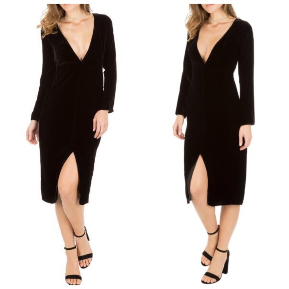 🆕 FOR LOVE & LEMONS - Velvet Collette Midi Dress - Picture 4 of 7