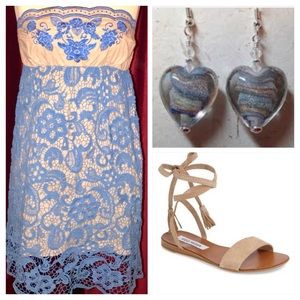 Strapless Crocheted Lace Overlay Dress