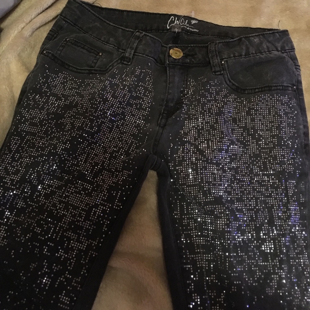 Embellished skinny jeans